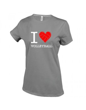Damen T-Shirt VB I love VBall grau/wei L